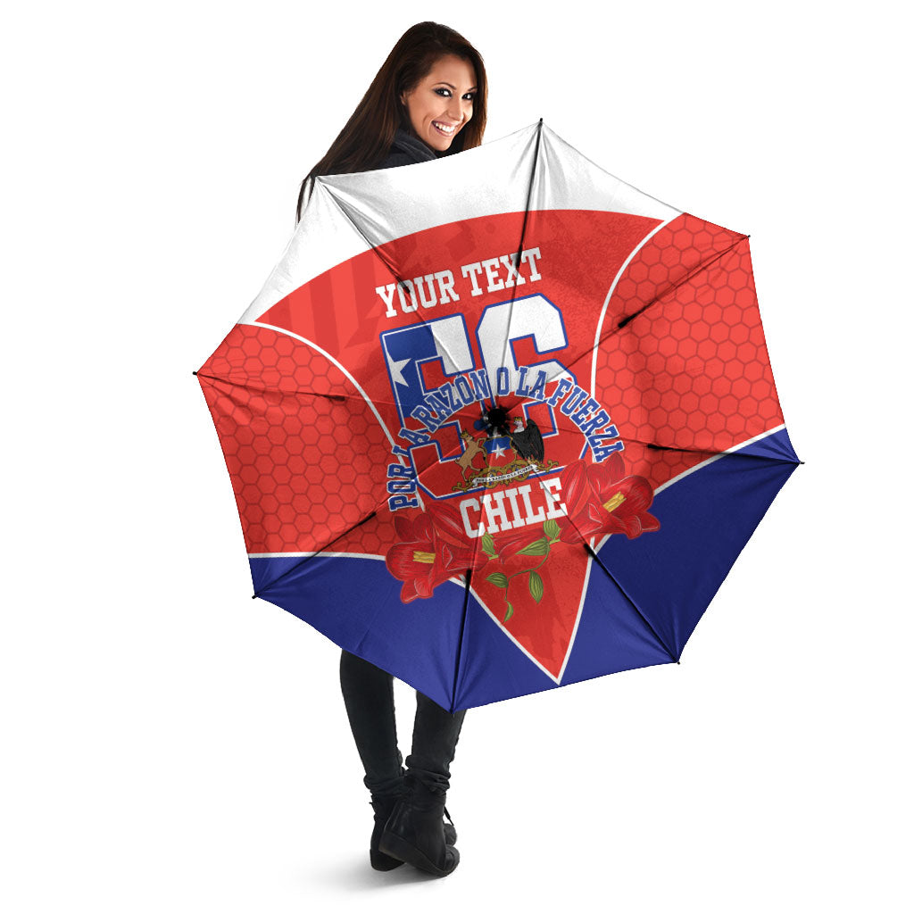 Personalized Chile Independence Day Umbrella Chilean Code 56 Copihue Flowers