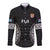 Custom Fiji Rugby Long Sleeve Button Shirt 2023 Fijian Tapa Pattern World Cup Black - Wonder Print Shop