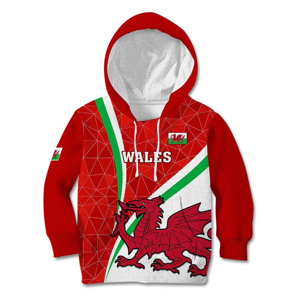 Wales Rugby Kid Hoodie 2023 World Cup Cymru Curve Style - Wonder Print Shop