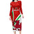 Wales Rugby Long Sleeve Bodycon Dress 2023 World Cup Cymru Curve Style - Wonder Print Shop