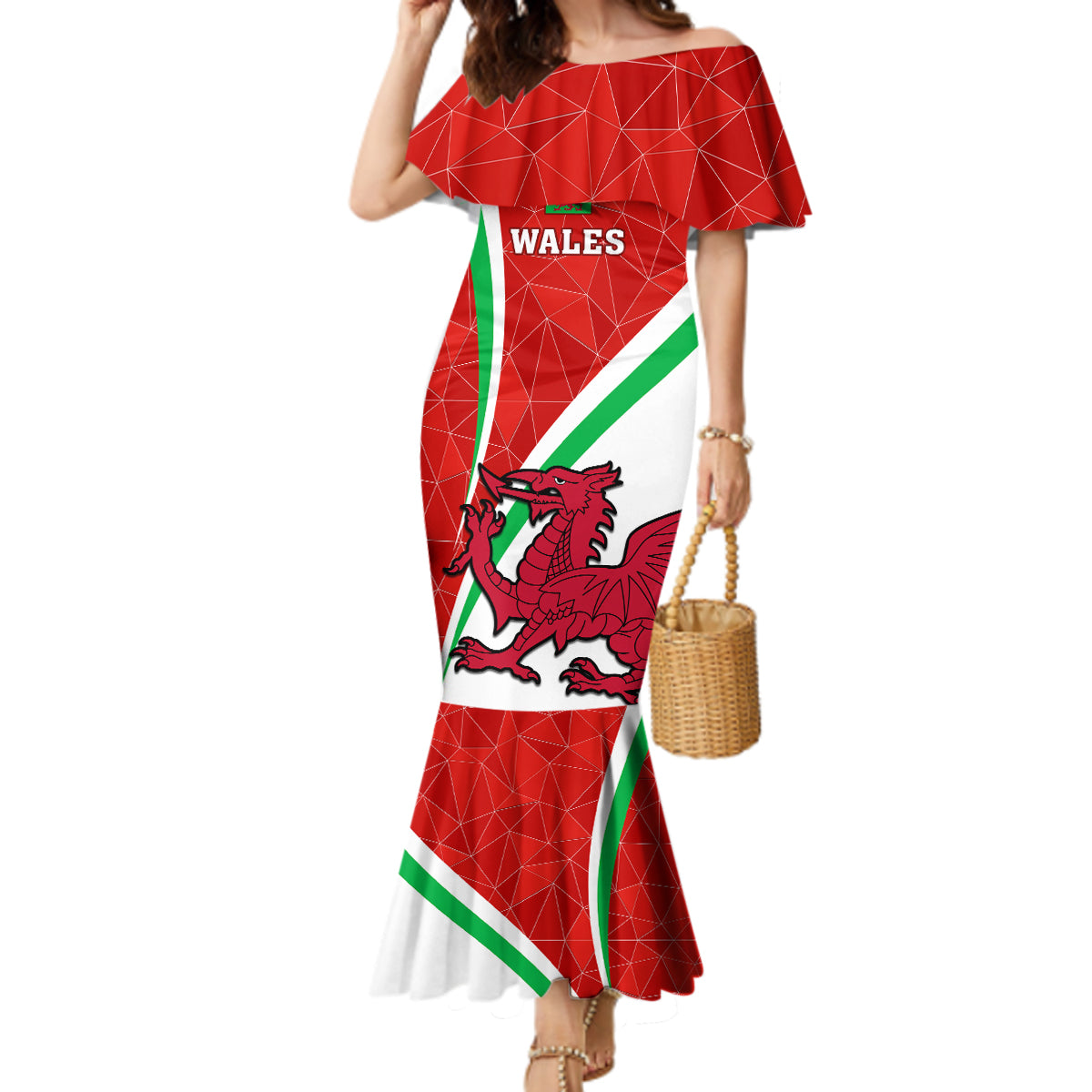 Wales Rugby Mermaid Dress 2023 World Cup Cymru Curve Style - Wonder Print Shop