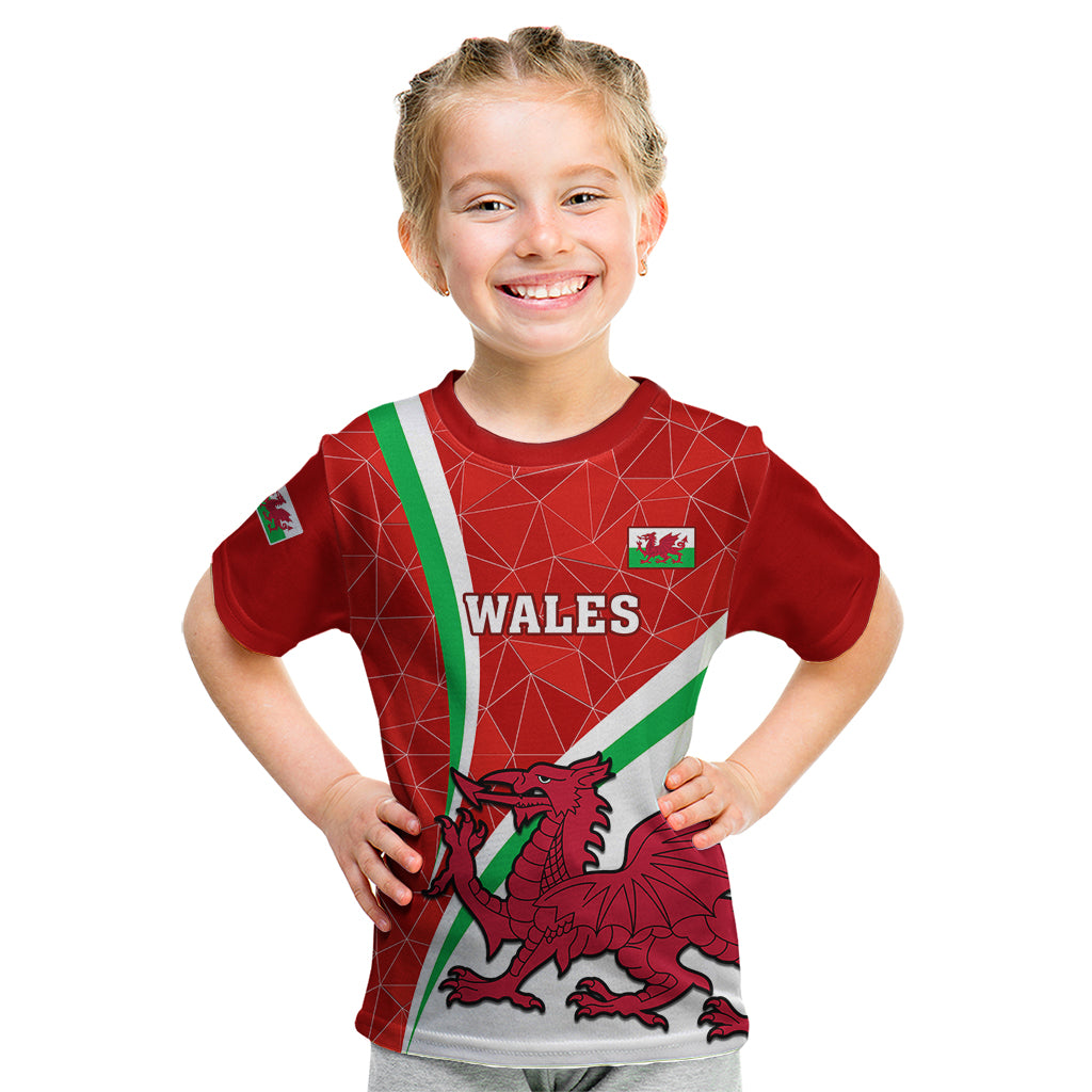 Custom Wales Rugby Kid T Shirt 2023 World Cup Cymru Curve Style - Wonder Print Shop