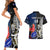 Custom New Zealand And France Rugby Couples Matching Short Sleeve Bodycon Dress and Hawaiian Shirt All Black With Les Bleus Together 2023 World Cup - Wonder Print Shop