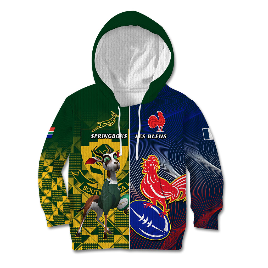 South Africa And France Rugby Kid Hoodie Springboks With Les Bleus Together 2023 World Cup - Wonder Print Shop