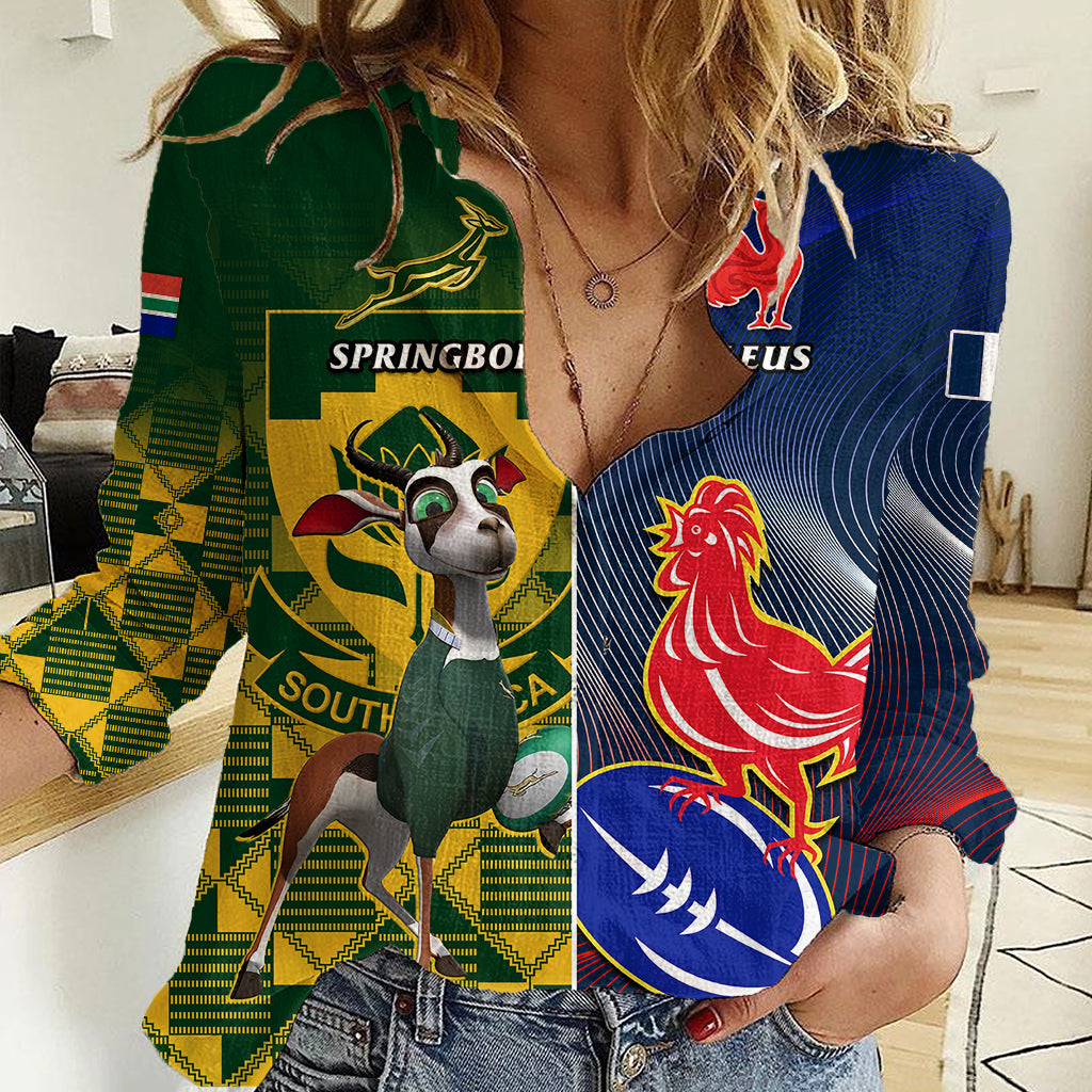 south-africa-and-france-rugby-women-casual-shirt-springboks-with-les-bleus-together-2023-world-cup