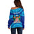 Personalised Fiji Off Shoulder Sweater Unique Fijian Tapa Pattern With Coat Of Arms - Wonder Print Shop