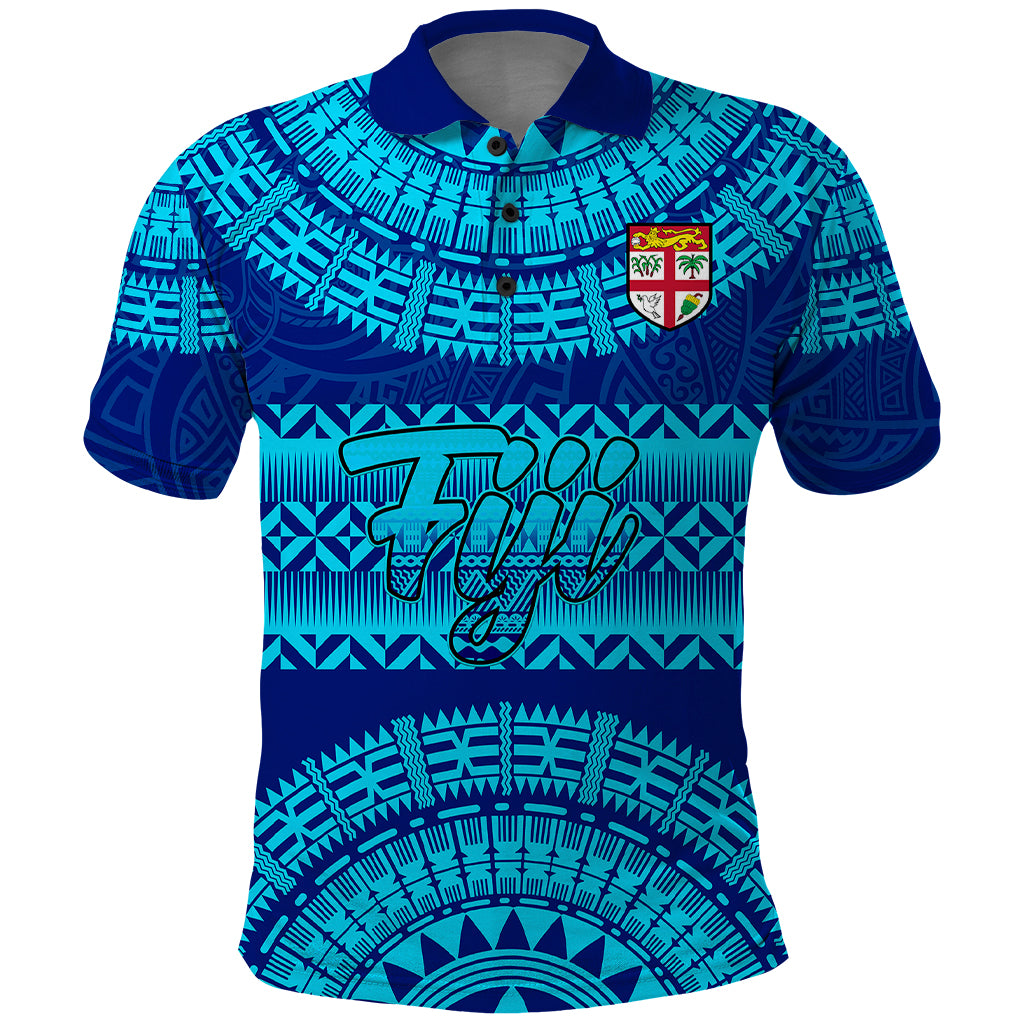 Personalised Fiji Polo Shirt Unique Fijian Tapa Pattern With Coat Of Arms - Wonder Print Shop