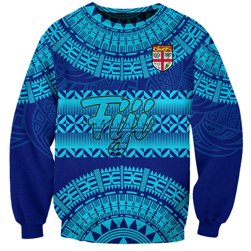 Personalised Fiji Sweatshirt Unique Fijian Tapa Pattern With Coat Of Arms - Wonder Print Shop