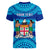 Personalised Fiji Women V Neck T Shirt Unique Fijian Tapa Pattern With Coat Of Arms - Wonder Print Shop