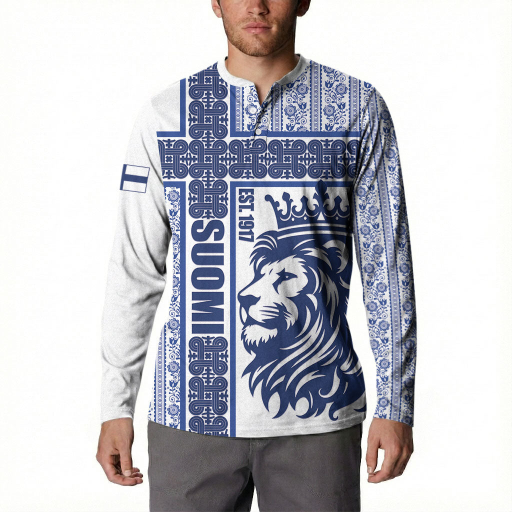 Finland Independence Day Button Sweatshirt Suomi Lion Hannunvaakuna Knot