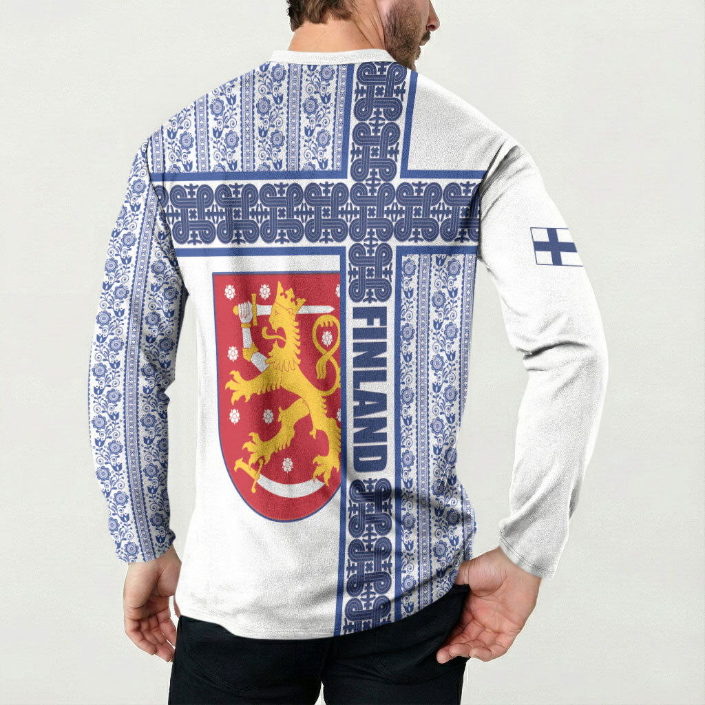 Finland Independence Day Button Sweatshirt Suomi Lion Hannunvaakuna Knot