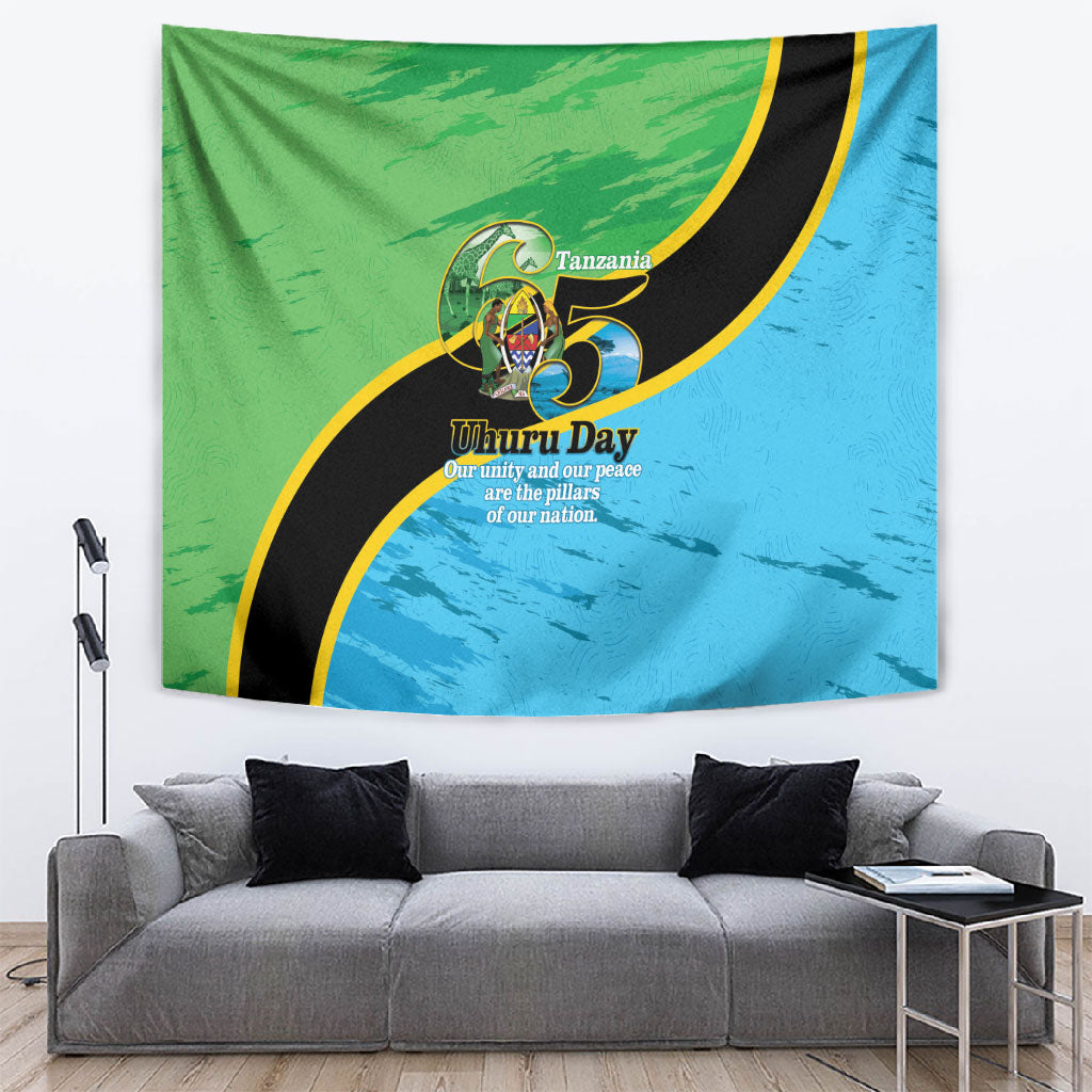 Tanzania Independence Day Tapestry Happy 65th Anniversary Grunge Flag