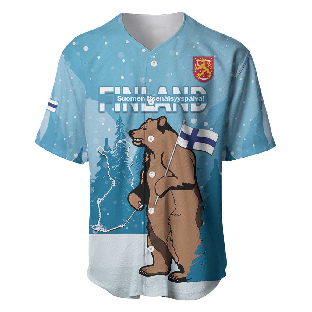 Finland Independence Day Baseball Jersey Suomen Itsenaistyminen Mix Brown Bear - Wonder Print Shop