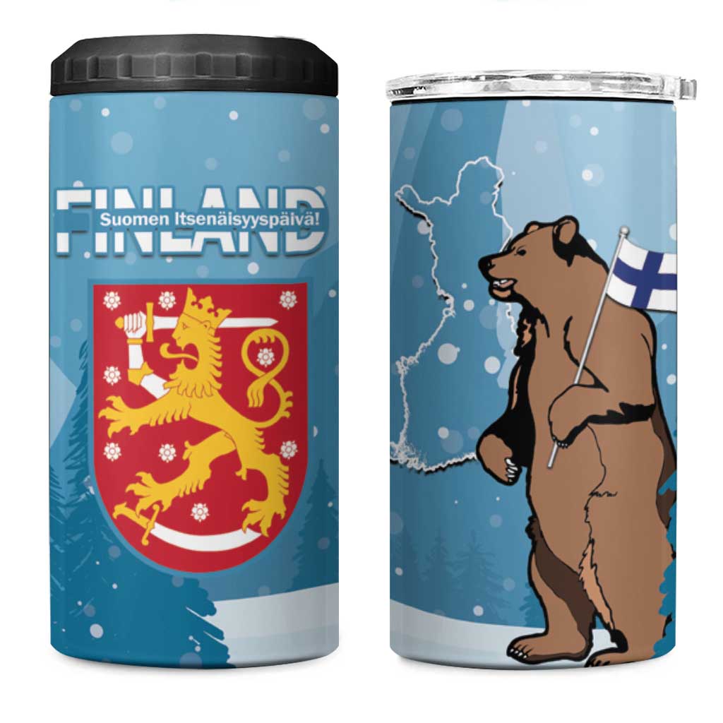 Finland Independence Day 4 in 1 Can Cooler Tumbler Suomen Itsenaistyminen Mix Brown Bear - Wonder Print Shop