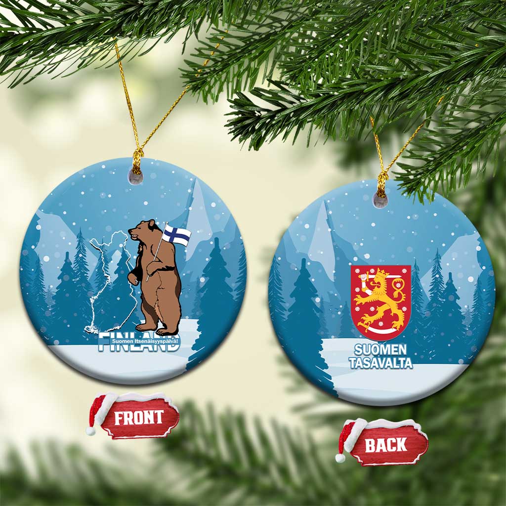 Finland Independence Day Ceramic Ornament Suomen Itsenaistyminen Mix Brown Bear - Wonder Print Shop