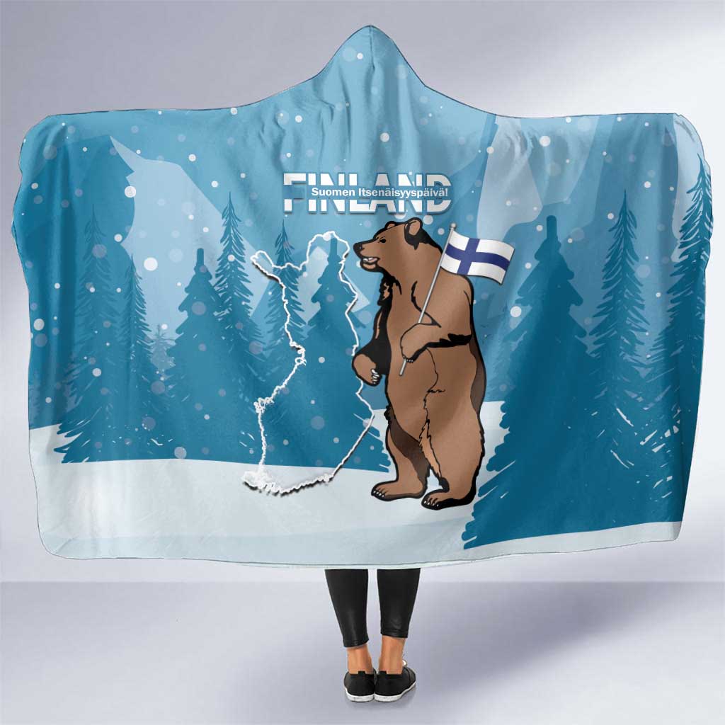 Finland Independence Day Hooded Blanket Suomen Itsenaistyminen Mix Brown Bear