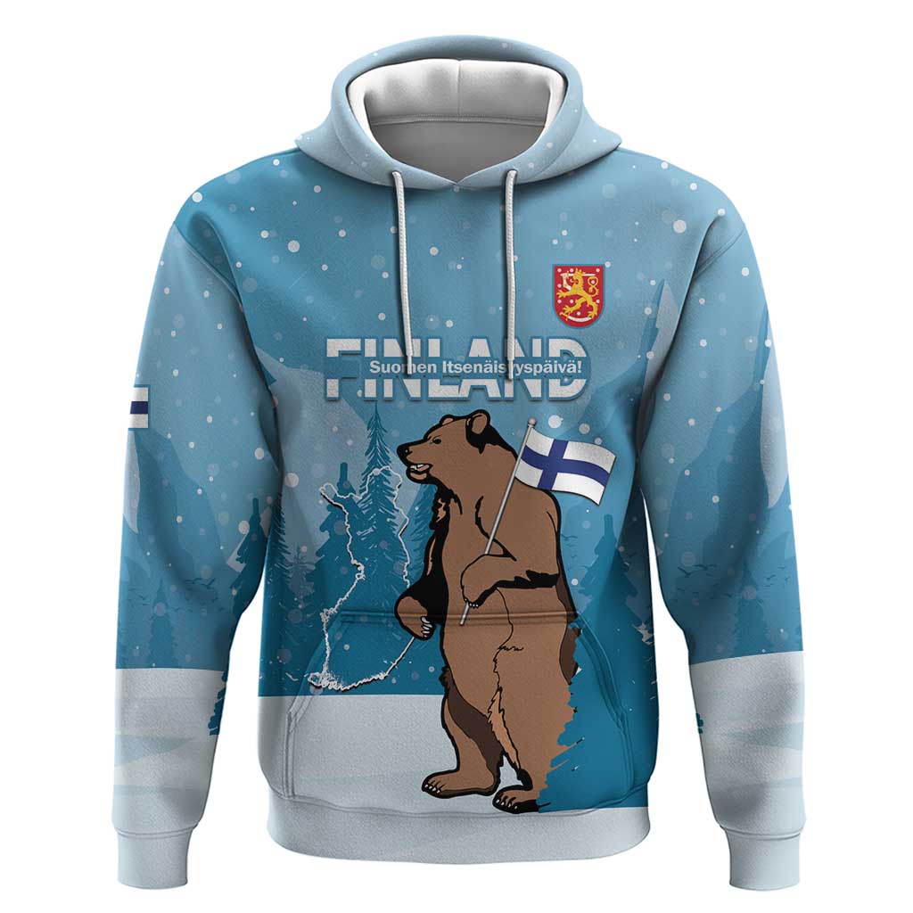 Finland Independence Day Hoodie Suomen Itsenaistyminen Mix Brown Bear - Wonder Print Shop