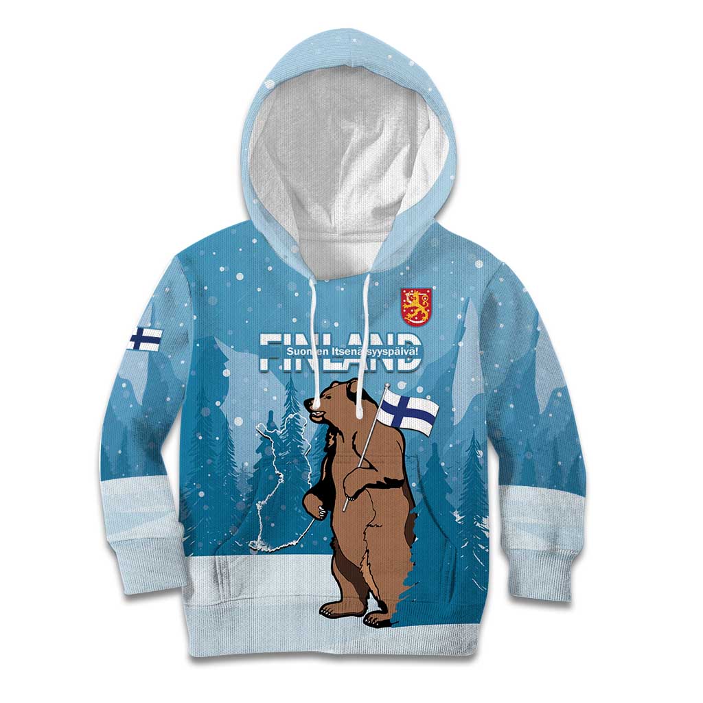 Finland Independence Day Kid Hoodie Suomen Itsenaistyminen Mix Brown Bear - Wonder Print Shop