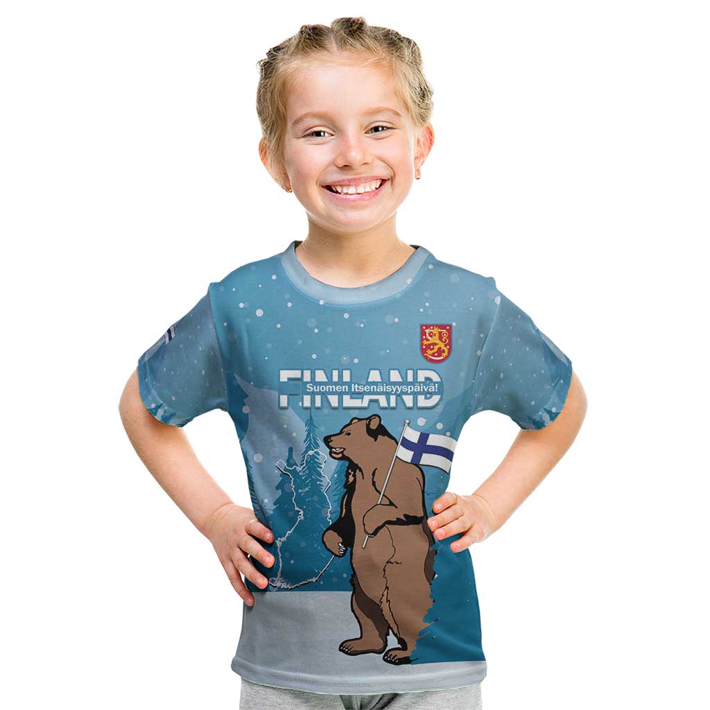 Finland Independence Day Kid T Shirt Suomen Itsenaistyminen Mix Brown Bear - Wonder Print Shop