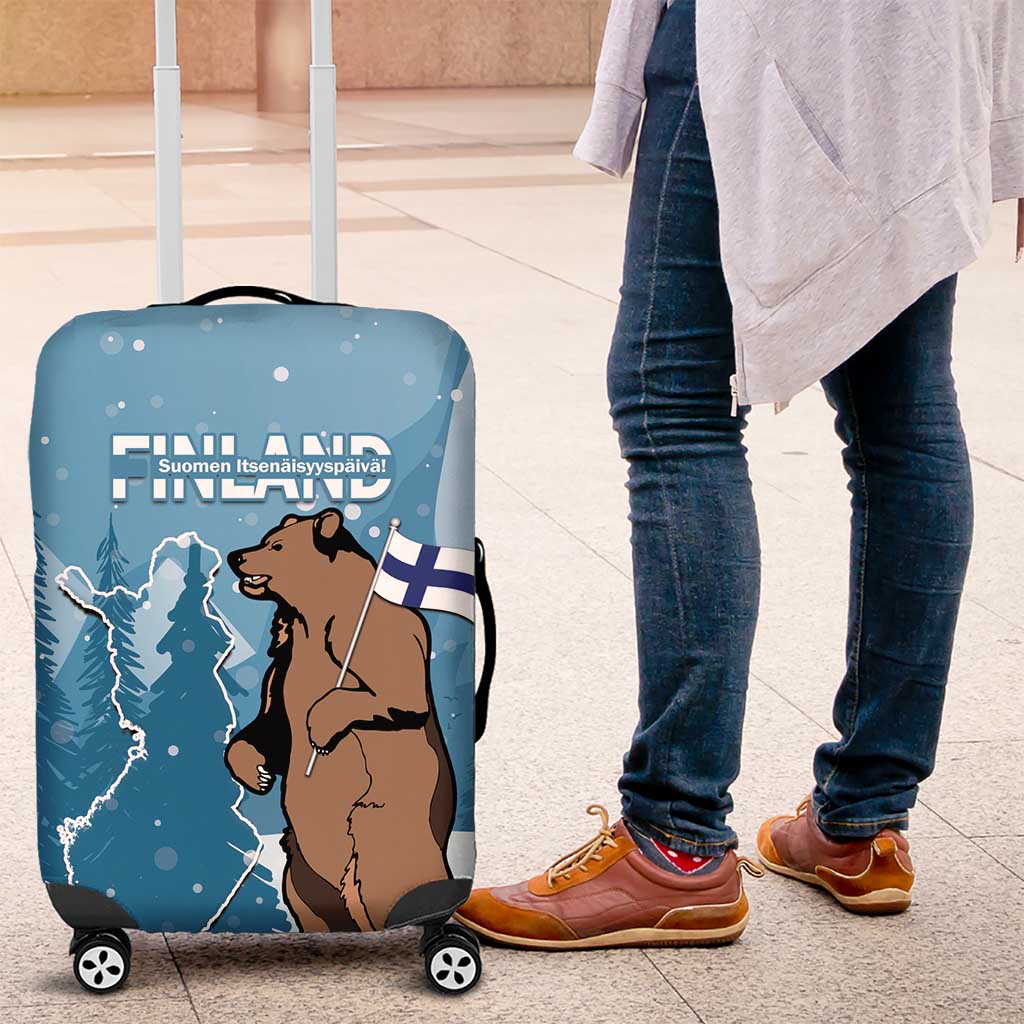 Finland Independence Day Luggage Cover Suomen Itsenaistyminen Mix Brown Bear - Wonder Print Shop