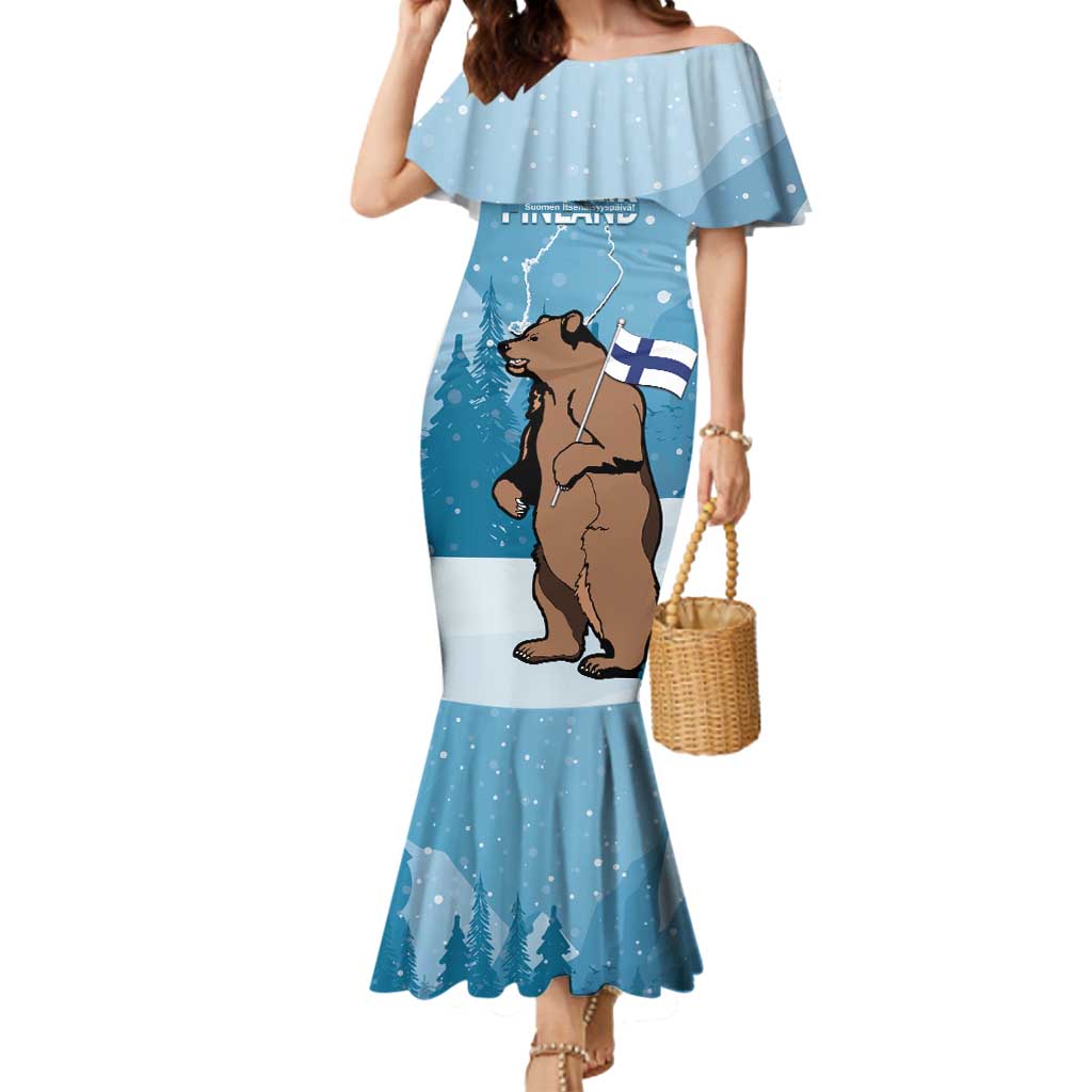 Finland Independence Day Mermaid Dress Suomen Itsenaistyminen Mix Brown Bear - Wonder Print Shop