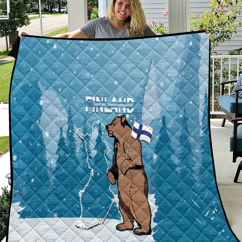 Finland Independence Day Quilt Suomen Itsenaistyminen Mix Brown Bear - Wonder Print Shop