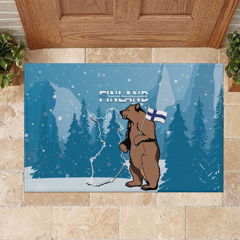 Finland Independence Day Rubber Doormat Suomen Itsenaistyminen Mix Brown Bear - Wonder Print Shop