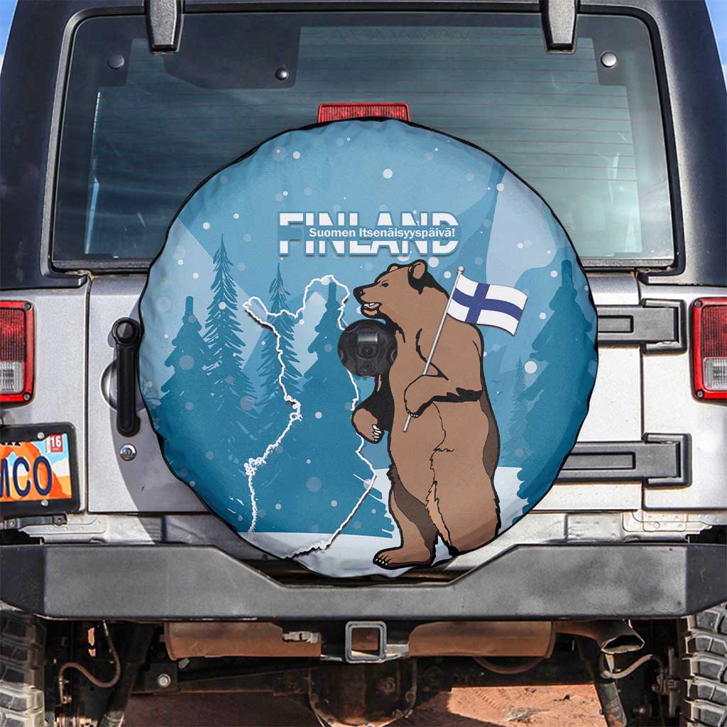 Finland Independence Day Spare Tire Cover Suomen Itsenaistyminen Mix Brown Bear - Wonder Print Shop