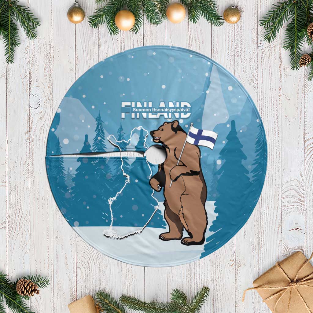 Finland Independence Day Tree Skirt Suomen Itsenaistyminen Mix Brown Bear - Wonder Print Shop