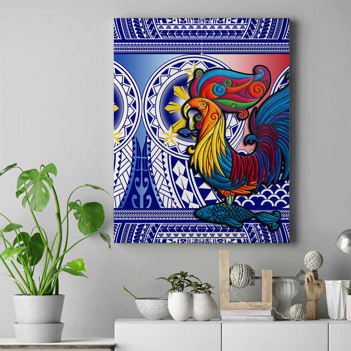 Personalised Philippines Canvas Wall Art Filipino Sarimanok With Polynesian Tattoo - Wonder Print Shop