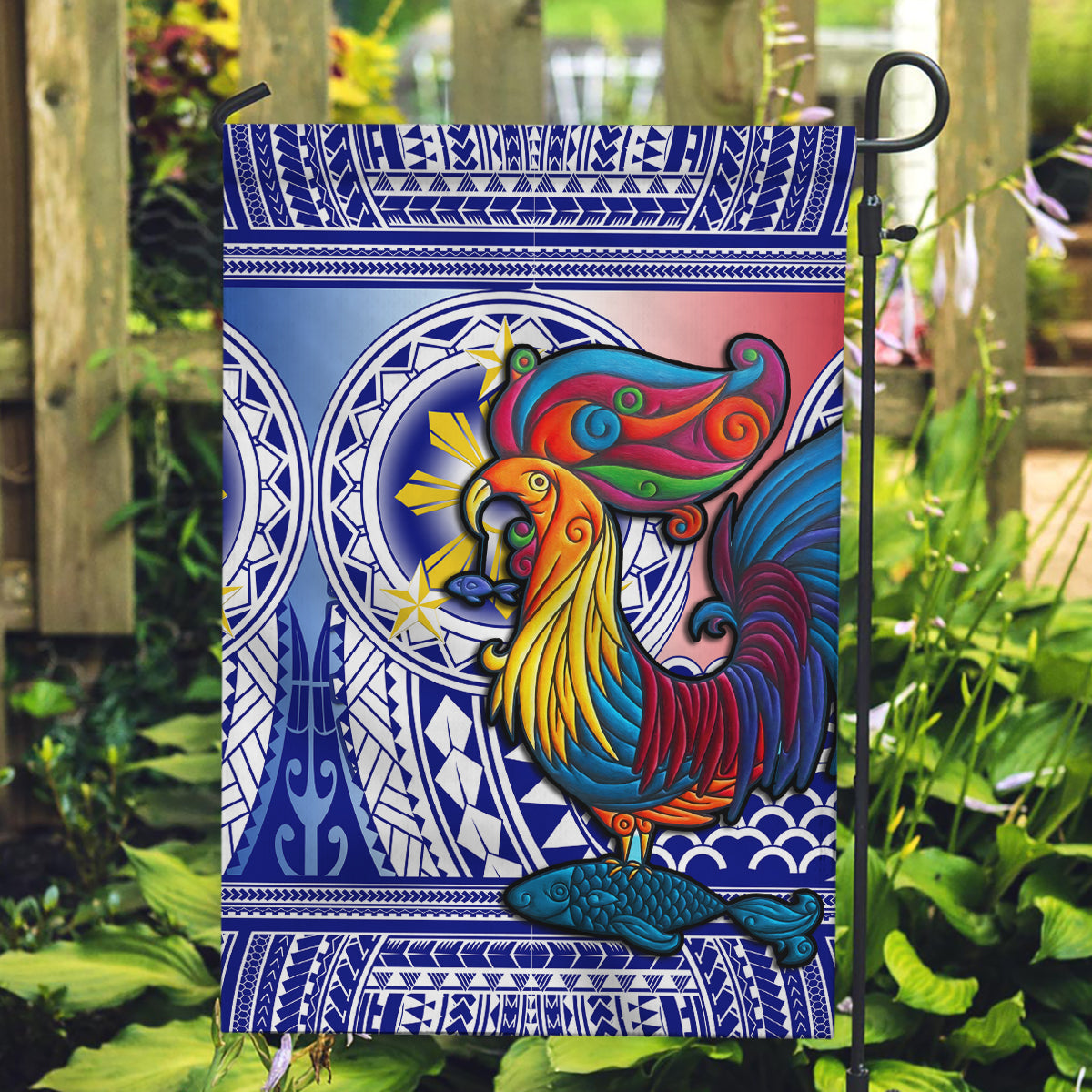 Personalised Philippines Garden Flag Filipino Sarimanok With Polynesian Tattoo - Wonder Print Shop