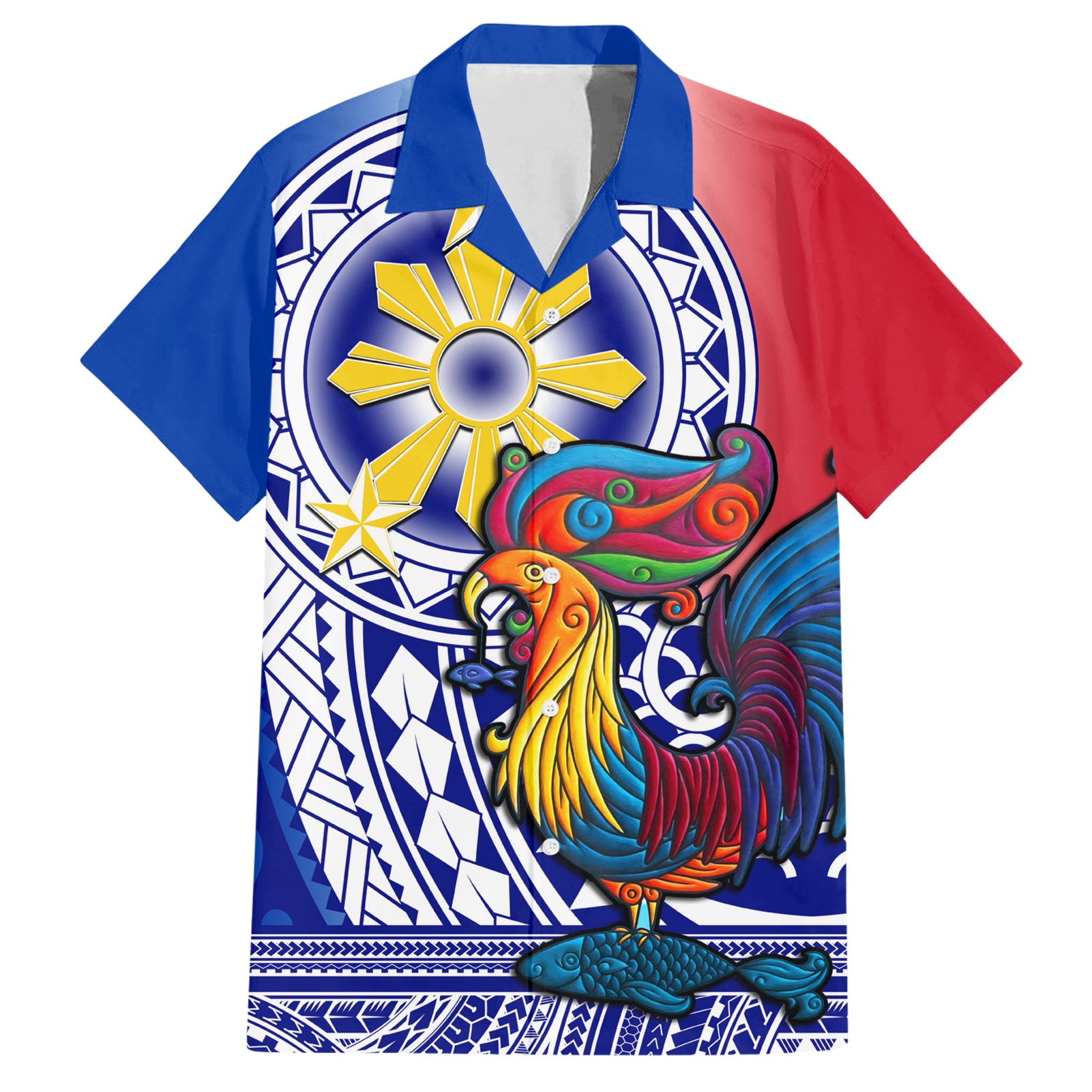 Personalised Philippines Hawaiian Shirt Filipino Sarimanok With Polynesian Tattoo - Wonder Print Shop