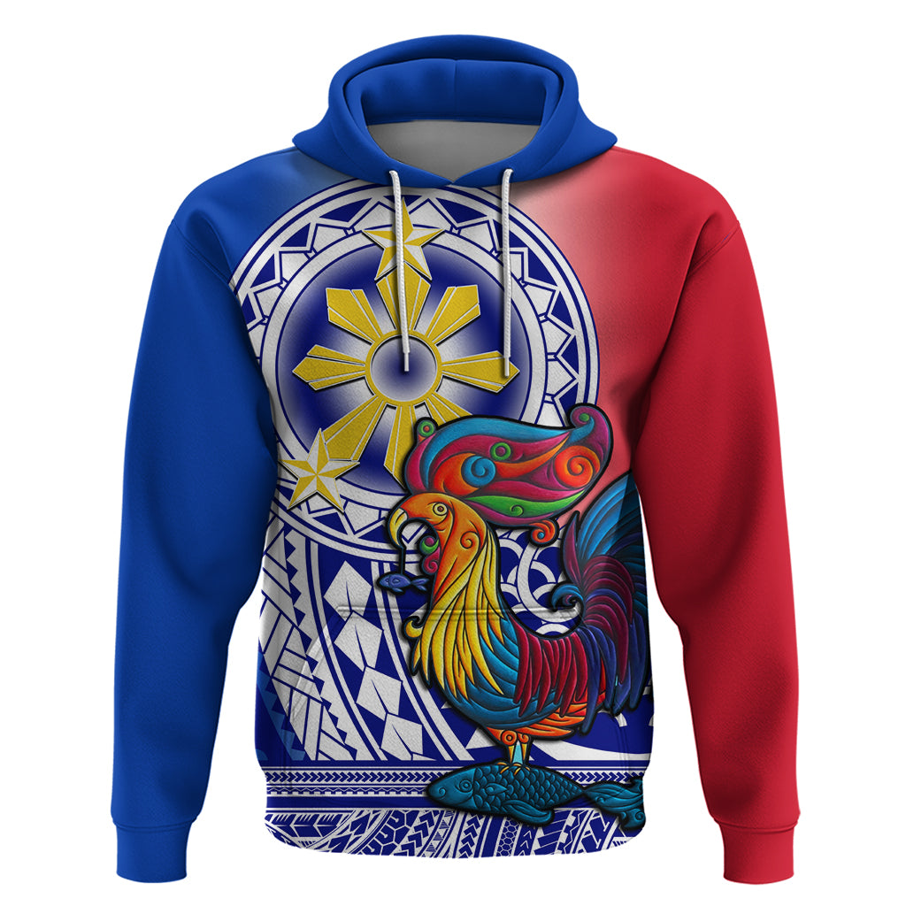 Personalised Philippines Hoodie Filipino Sarimanok With Polynesian Tattoo - Wonder Print Shop