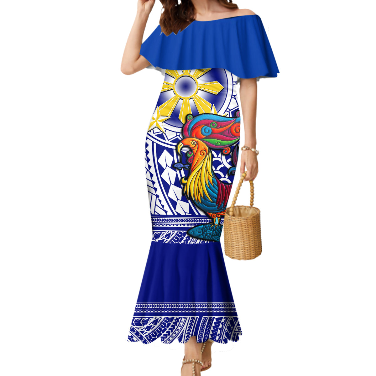 Personalised Philippines Mermaid Dress Filipino Sarimanok With Polynesian Tattoo - Wonder Print Shop