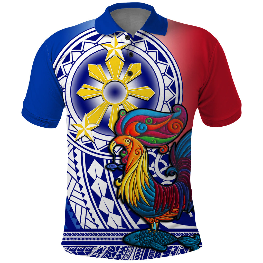 Personalised Philippines Polo Shirt Filipino Sarimanok With Polynesian Tattoo - Wonder Print Shop