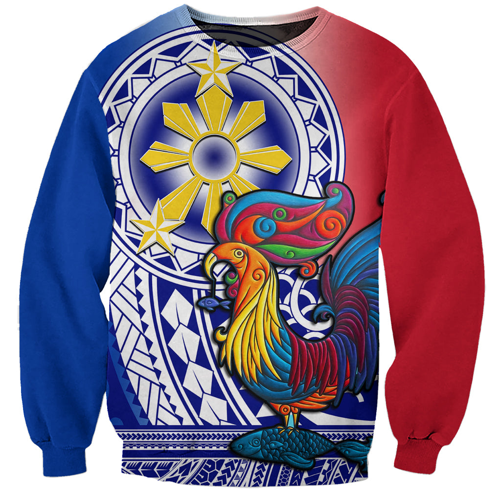 Personalised Philippines Sweatshirt Filipino Sarimanok With Polynesian Tattoo - Wonder Print Shop