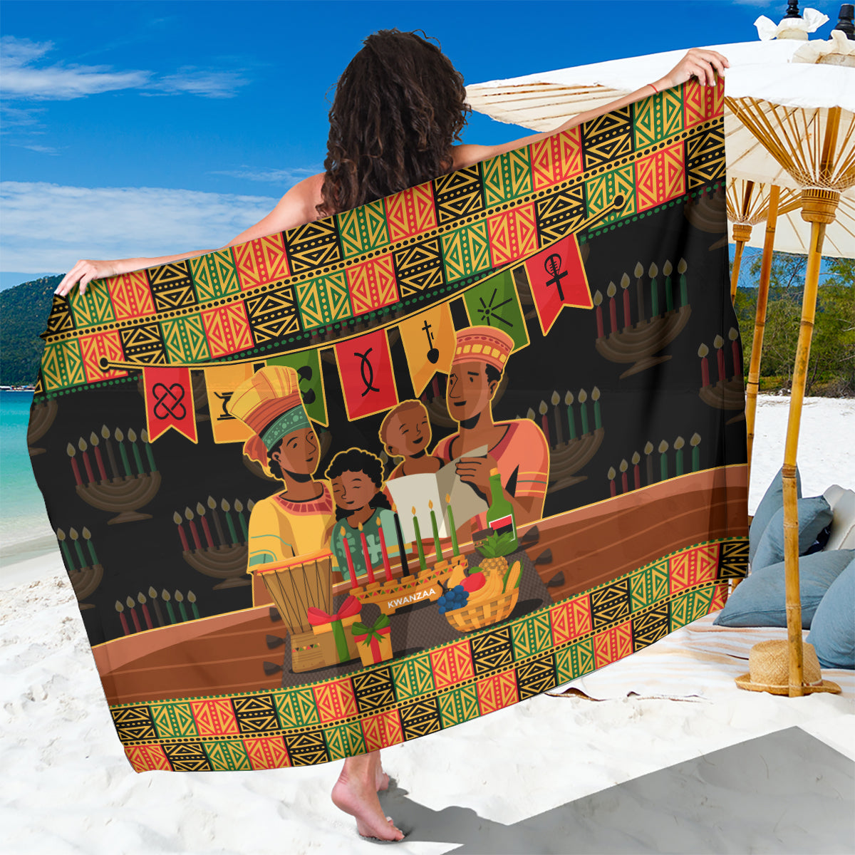 Happy Kwanzaa Sarong African-American Culture Celebration - Wonder Print Shop