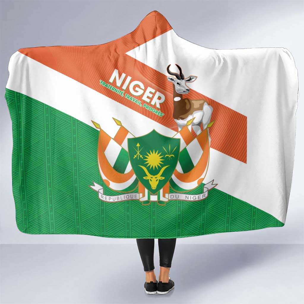 Niger Republic Day Hooded Blanket Coat Of Arms With Dama Gazelle