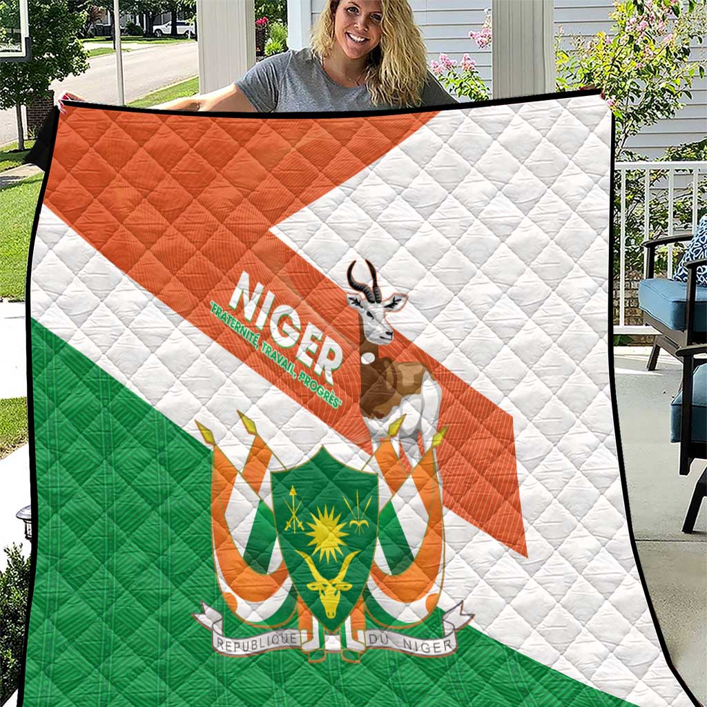 Niger Republic Day Quilt Coat Of Arms With Dama Gazelle - Wonder Print Shop