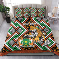 Personalized bedding set: Ankara geometric duvet with leopard print and two matching pillows