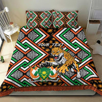 Personalized bedding set with leopard Ankara print duvet and two decorative pillow shams