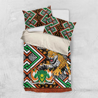 Personalized bedding set with leopard Ankara duvet and two matching pillow covers