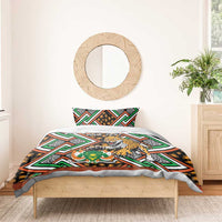 Personalized bedding set with leopard Ankara duvet and custom text graphic