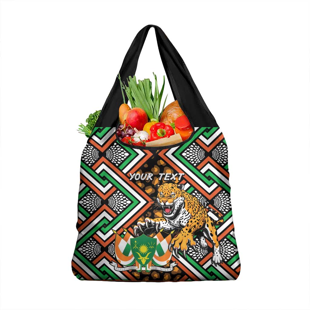 Personalized Niger Grocery Bag Leopard Ankara African Pattern