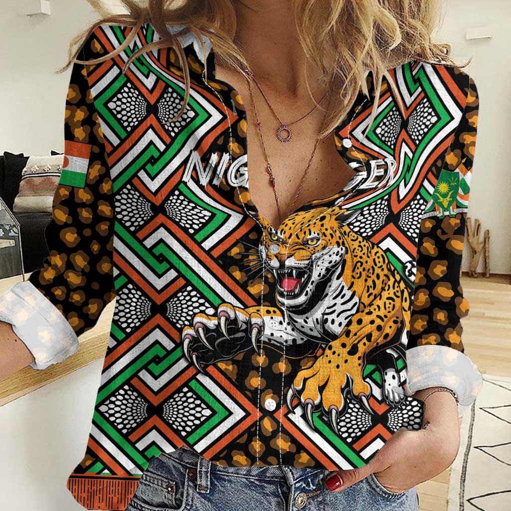 Personalized Niger Women Casual Shirt Leopard Ankara African Pattern