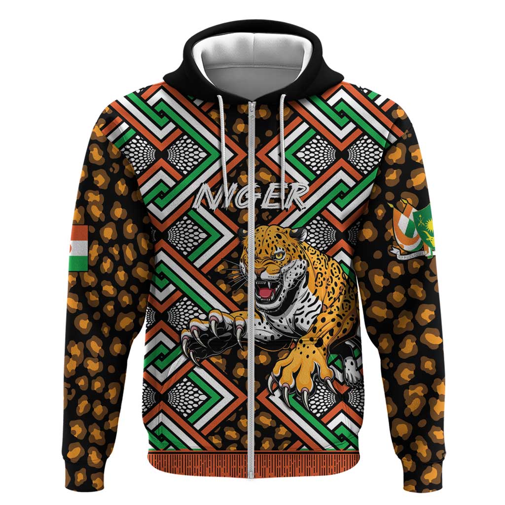 Personalized Niger Zip Hoodie Leopard Ankara African Pattern - Wonder Print Shop