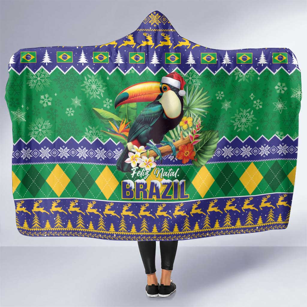 Brazil Christmas Hooded Blanket Toco Toucan Feliz Natal