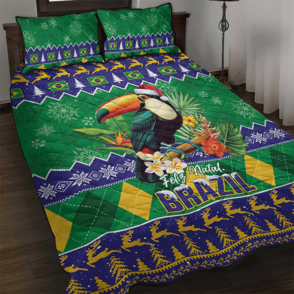 Brazil Christmas Quilt Bed Set Toco Toucan Feliz Natal - Wonder Print Shop