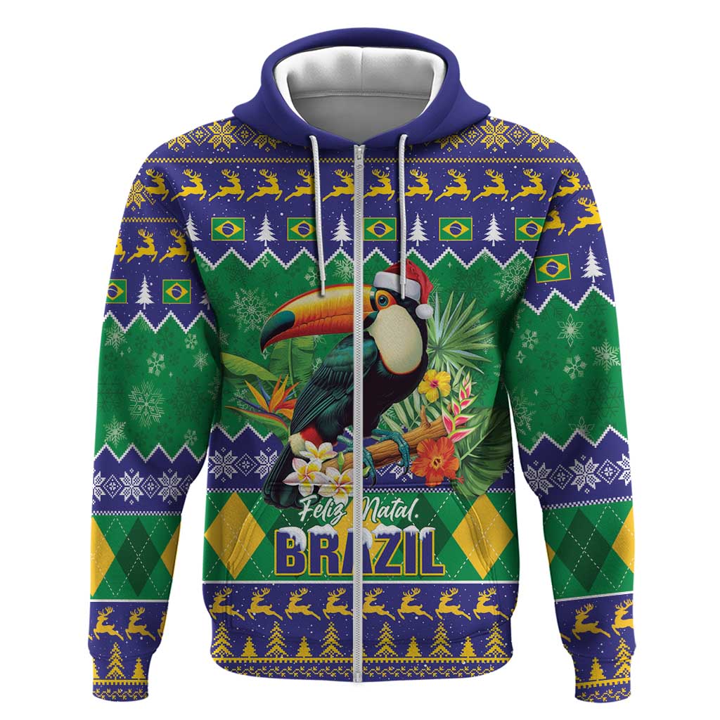 Brazil Christmas Zip Hoodie Toco Toucan Feliz Natal - Wonder Print Shop