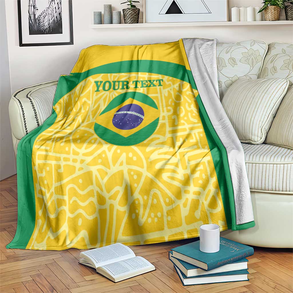 Custom Brazil Football Blanket Vamos Selecao - Yellow